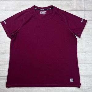 Carhartt LWD Performance T-Shirt Women Large Burgundy Relaxed Fit Short Sleeve